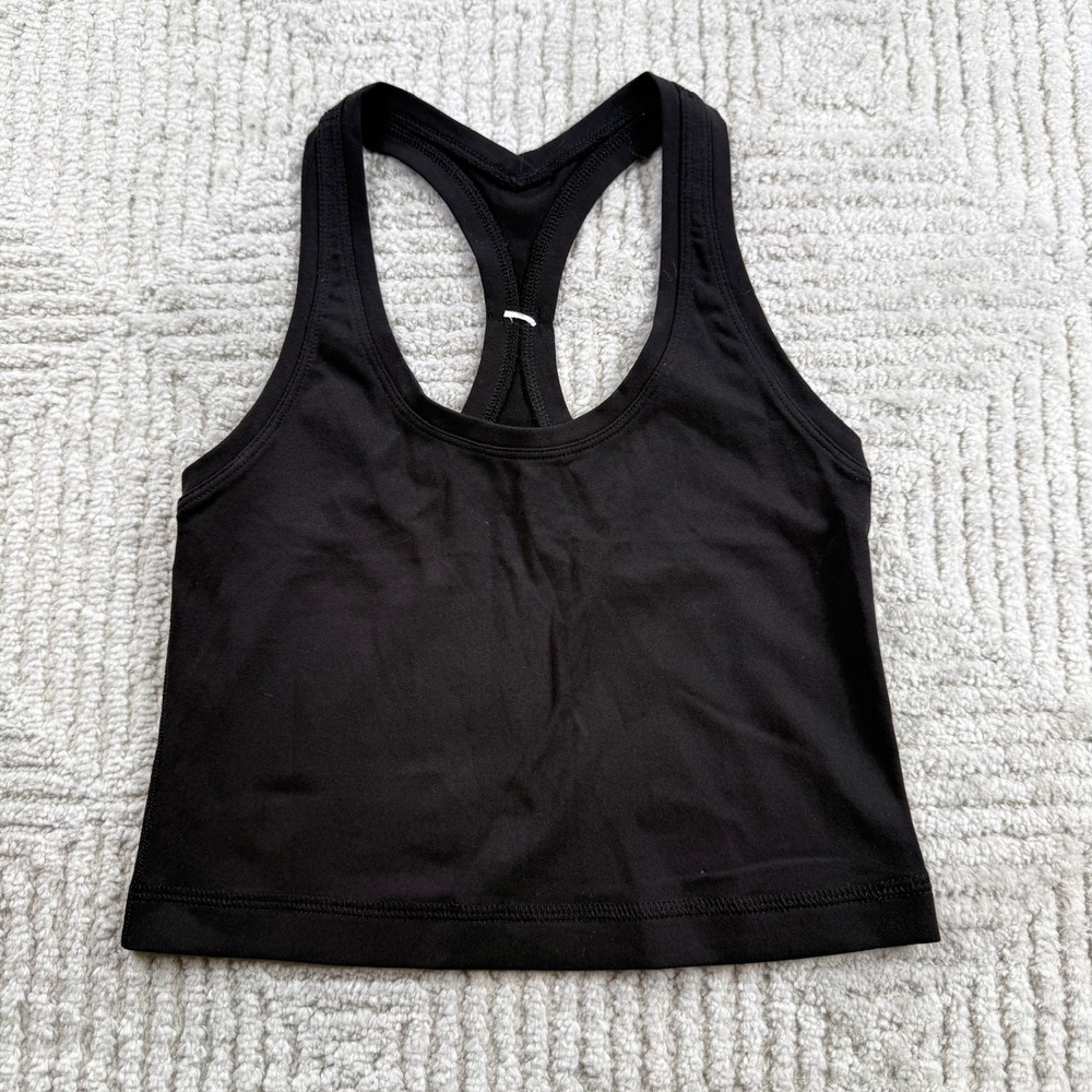Lululemon Tank Top Women's Black NYC Graphic Racerback Cropped Shelf Bra Yoga